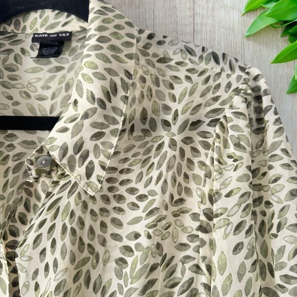 Kate and Lily leaf print long sleeve tired maxi dress, size 12 - Picture 3 of 10